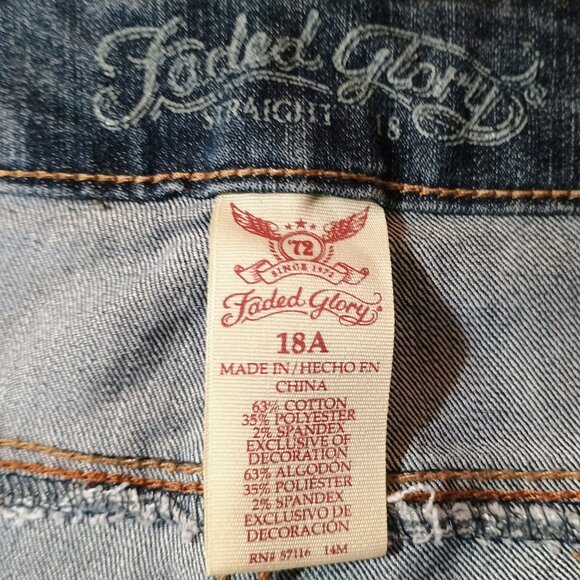 EUC: Faded Glory Sze 18A Blue Classic Straight Leg Jeans Comfortable Stretch - Picture 3 of 3